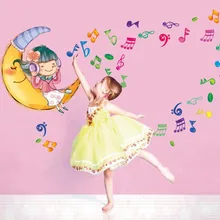 AY7117 Съемная спальня гостиная детская комната музыкального класса декоративные Луна для девочек музыкальные заметки настенные наклейки