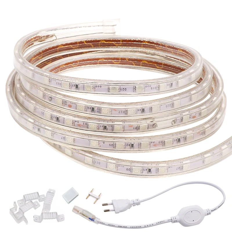 Гибкая СВЕТОДИОДНАЯ лента SMD 5050 220 В 60 светодиодов/м 1 м 5 10 15 20 100 м|led strip 220v|5050 led