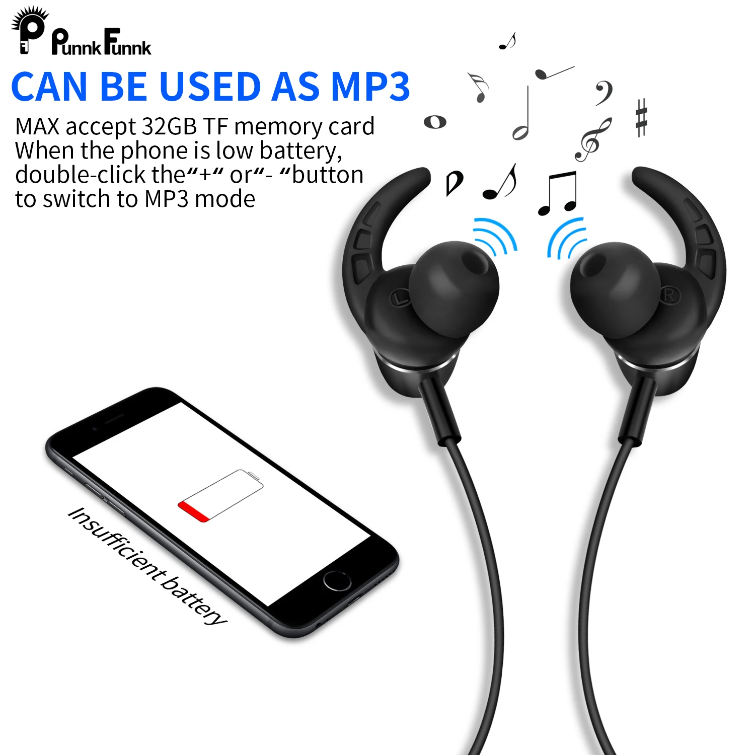 PunnkFunnk Bluetooth 5 0 наушники магнитные глубокие басы стерео спортивные для Iphone 6 7 8 X XR XS