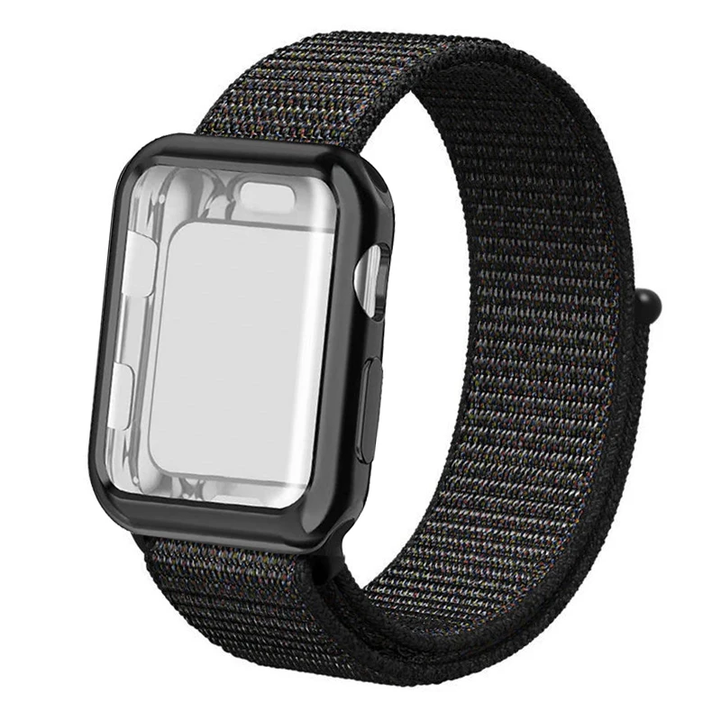 Чехол+ ремешок для часов Apple watch 5/4 ремешок 44 мм 40 мм iWatch 42 мм 38 мм Спортивная петля нейлоновый ремешок для часов Браслет Apple Watch 3 2 1
