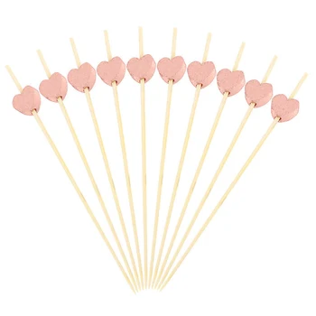 

100pcs/pack Love Heart Fruit Cocktail Picks Disposable Fruit Sticks Desserts Food Fork Stick Wedding Party Drink Decoration
