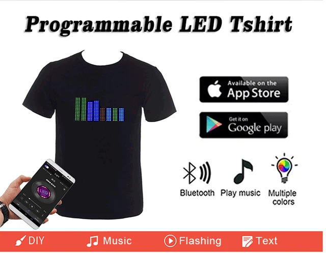 RGB Bluetooth APP control LED Screen Removable T-Shirts LED