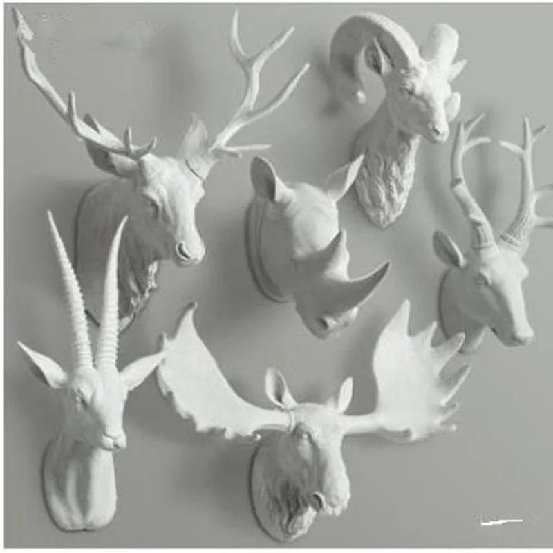Three-dimensional animal head wall hanging stickers rhino sheep bull home office decoration crafts | Дом и сад