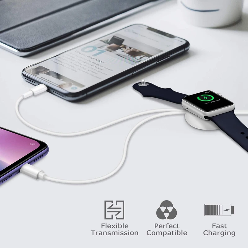 3 в 1 Беспроводное зарядное устройство для Apple Watch Series 1 2 3 4 USB Магнитный зарядный кабель 1,2 метр для iPhone 5 6 7 8 X/plus ipad