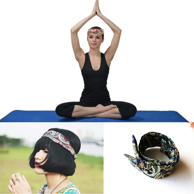 Обруч для волос витой цветок йога женщины тюрбан Sweatband