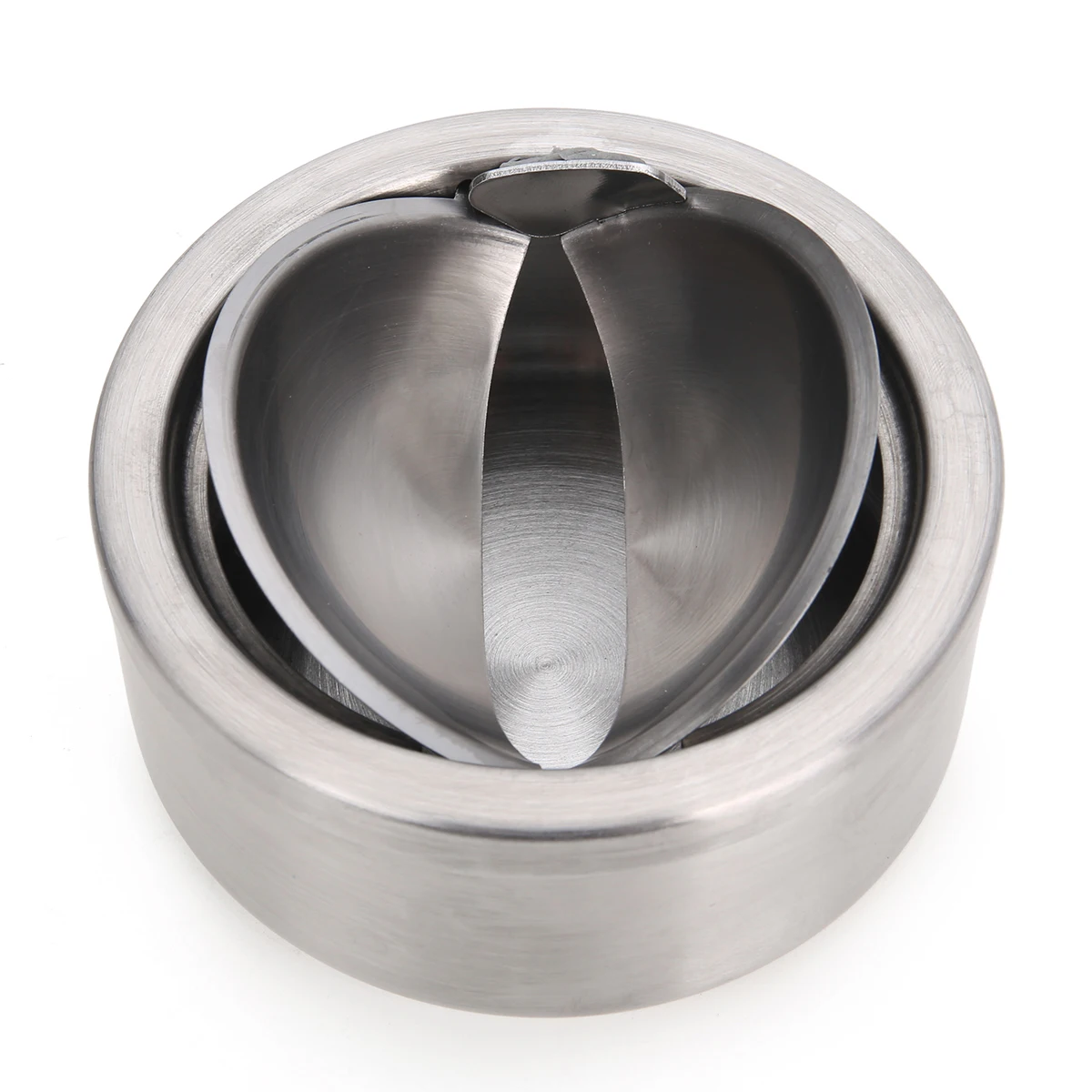 1pc Cigarette Lidded Ashtray Stainless Steel Silver Windproof Ashtray with Lid Round Shape Smoking Ash Tray