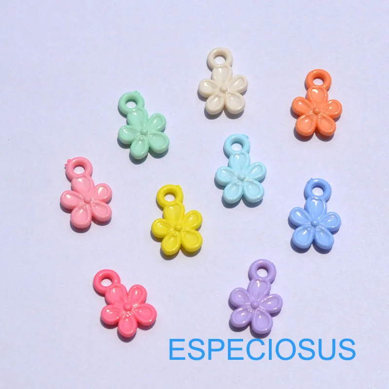 

DIY Jewelry Accessories Acrylic Blossom Charms Department Necklace Making Fittings Cartoon Flower Pendant Light Mix Color 100pcs