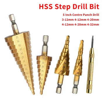 

Hex Shank 3-12mm 4-12mm 4-20mm HSS Titanium Coated Step Drill Bit Metal Cone Cut High Speed Steel Wood Drilling Power Tools