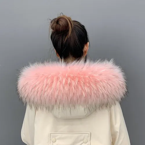 pink raccoon Искусственный мех енота куртка пальто воротник зимняя куртка капюшон меховые декоративные шарфы пуховое пальто меховой шарф Зимний воротник из меха енота - Цвет: pink raccoon