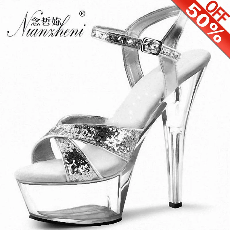 

Transparent Multicolor , Crystal Women's Shoes Night Clubs Are Very Popular With 15cm High Heels And Wedding Sandal Dance Shoes