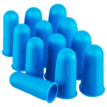 

12 Sets (36Pcs) Hot Melt Adhesive Finger Caps, 3 Sizes of Silicone Finger Guards (Blue)