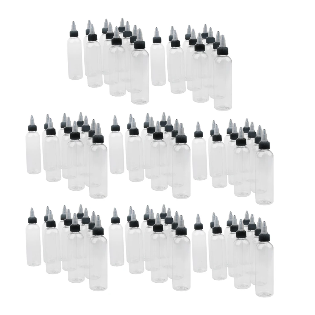 80x 120ML Plastic Squeeze Bottles With Twist Cap Tip Applicator/Glue Bottle