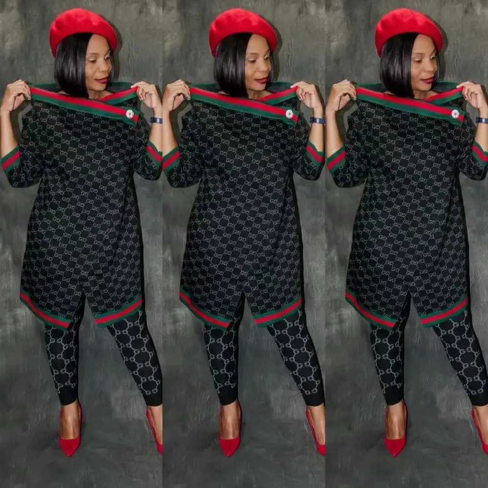 Горячая одежда Африканский Дашики Дашики модный костюм(топ и брюки) супер эластичные вечерние размера плюс для леди
