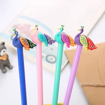 

2pcs Creative Cartoon Peacock Gel Pen 0.5mm Writing Black Ink Pen for Kids Gift Kawaii Student Papelaria Canetas