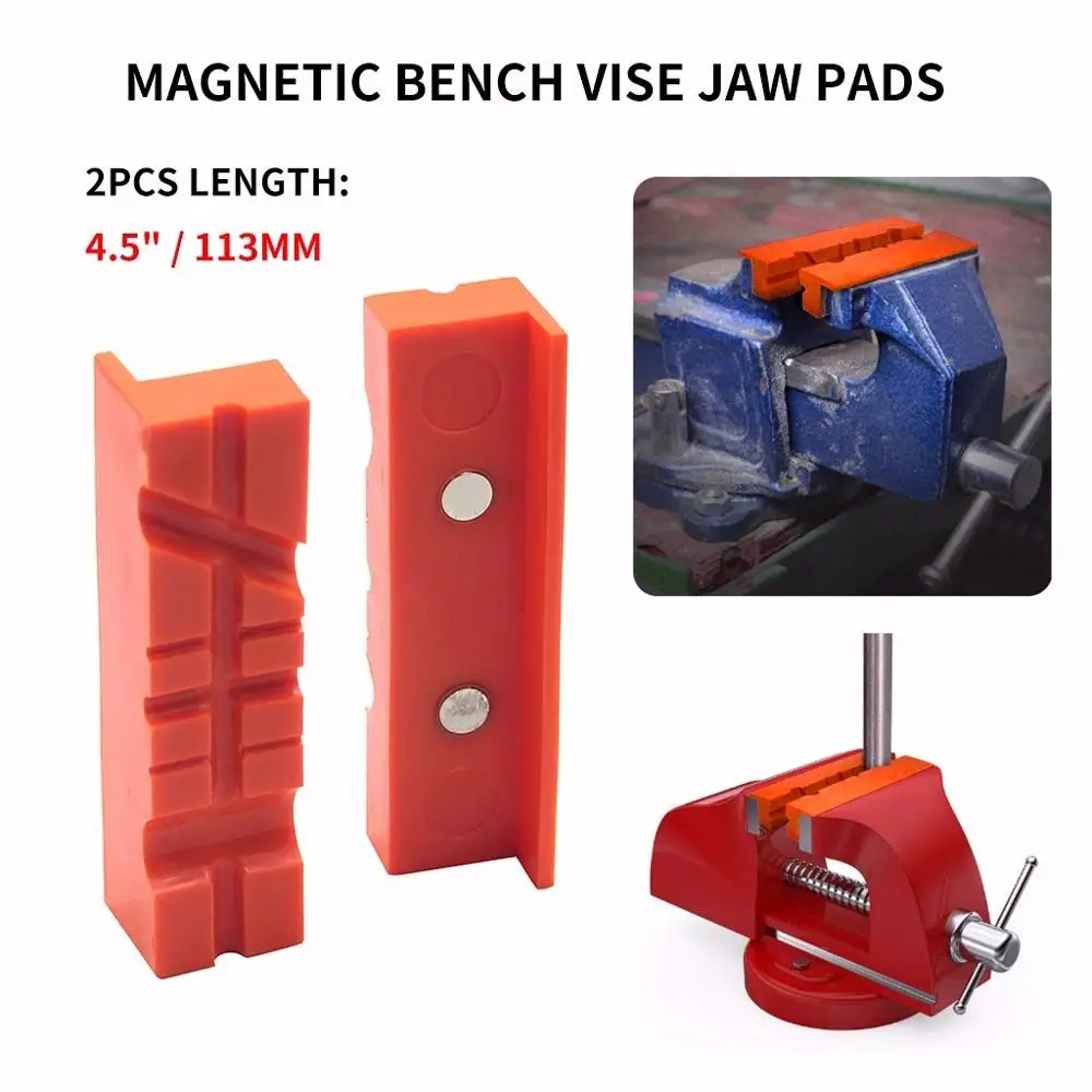 

2 Pair Of Magnetic Soft Pad Jaws Rubber For Metal Vise 4.5 Inch Long Pad Bench Vice 2020 New