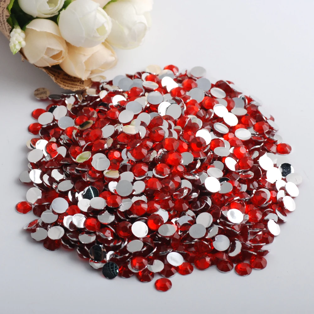 Red egg 2.0/3.0/4.0/5.0/6.0mm Flat Back Resin Non Hotfix Rhinestones 10000pcs-Wholesale, For Clothes Nails 3D Art Decoration - Цвет: Red egg