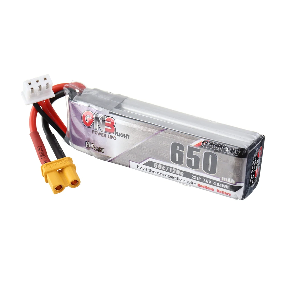 Gaoneng 7 6 V 650mAh 60C 2S HV 4 35 Lipo батарея XT30 разъем для Happymodel FPV Racing Cine Whoop BetaFPV Drone|Детали и