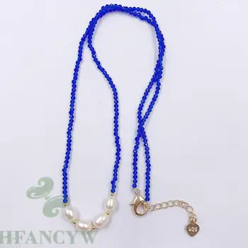

Blue Spinel White Baroque Pearl Pendant Necklace 18 Inches Women Chic Real Jewelry Diy Classic Cultured Flawless