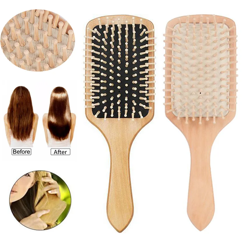 

1pc Comb Hair Care Brush Massage Wooden Spa Massage Comb 2 Color Antistatic Hair Comb Massage Head Promote Blood Circulation