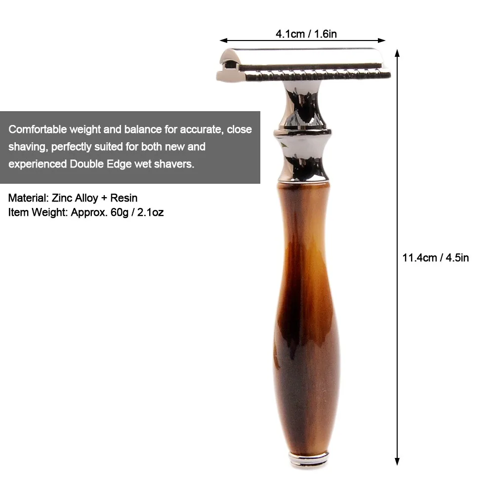 Высококачественная Коричневая длинная ручная бритва с двойным краем, Классическая мужская бритва, ручная борода, уход за волосами