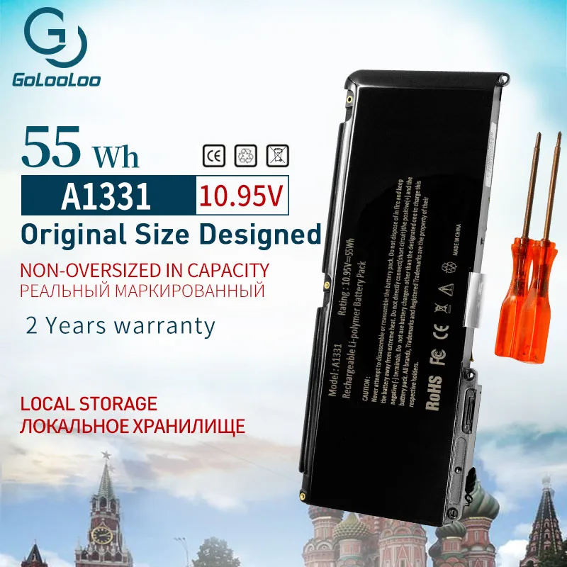 Gololoo 55Wh 10 95 V MC207 для MacBook 13 &quotPro 15&quot 17 дюймов Аккумулятор ноутбука Apple A1342 A1331 661-5391 |