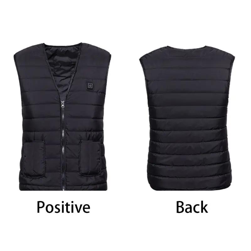 Мужская и женская уличная USB Инфракрасная нагревательная жилетка теплая зимняя куртка одежда - Цвет: Черный