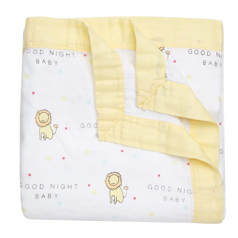 4 слоя детские одеяла Новорожденные бамбуковые хлопковые детские вещи банное полотенце марлевые детские пеленальные спальные принадлежности многоцелевой марлевый подгузник - Цвет: The lion