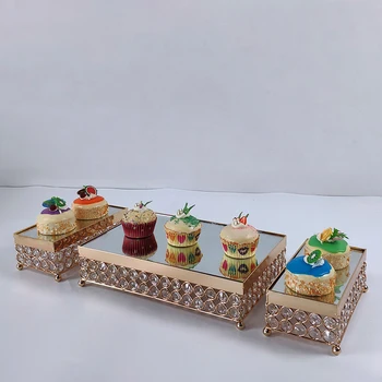 

1-3pcs gold mirror cupcake stand crystal metal creative home large fruit plate fruit basket home set cake tool