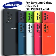 Samsung Galaxy A52 5G 4G Case Silky Silicone Cover Soft-Touch Back Protective Housing Original Liquid Silicone For A72 4G 5G