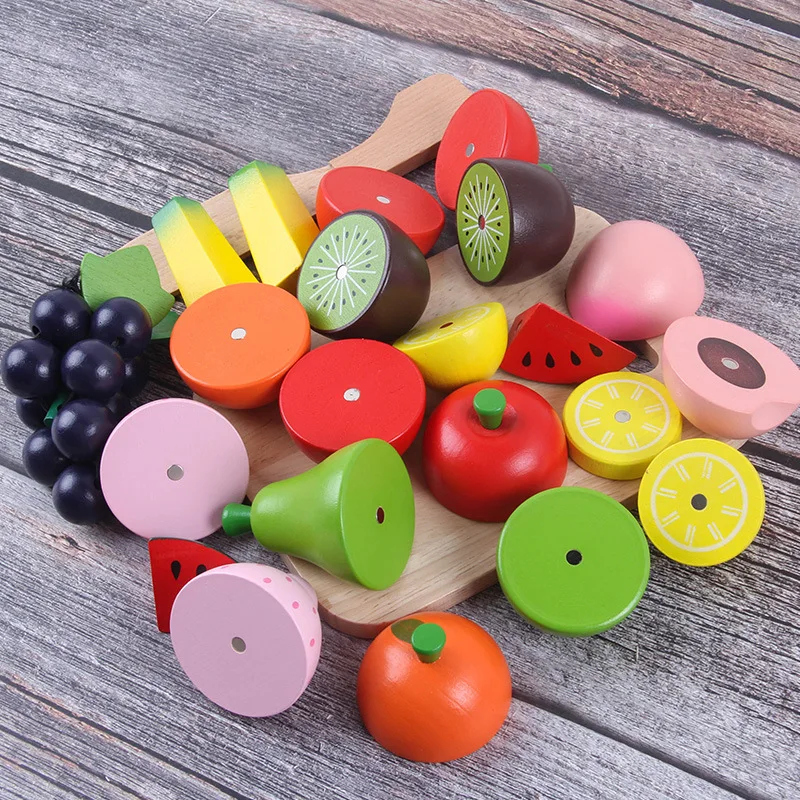 

Baby Play House Cut Fruit Toy Magnetic Children Wooden Cake & Vegetable Slicer Set Model Kitchen