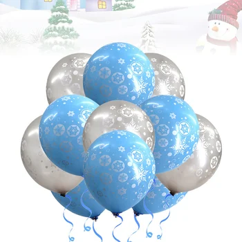 

100pcs Snowflake Latex Balloons Christmas Decorative Balloons Xmas Winter Holiday Party Supplies (Blue and Silver)