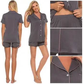 

2pcs/set Summer Fashion Womens Silk Satin Pajamas Set Sleepwear Long Sleeve Large Size Pajamas Suit Female Homewear