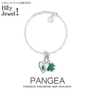 

Vintage Heart Cloverleaf Charm Filigree Bracelets Link Chain 925 Sterling Silver 2020 Fashion Lucky Jewelry Europe Women Gift