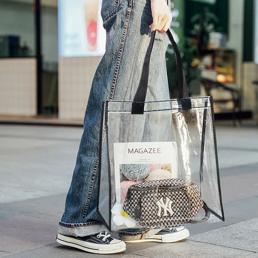 Beach Bag Clear PVC Tote Water Resistant Inside Pocket