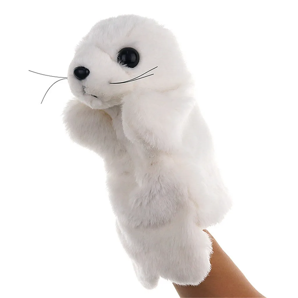 Cute Cartoon Animal Doll Kids Glove Hand Puppet Sea Lions Plush Finger Toys Parent-child Interactive Game #B