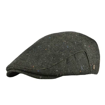

VOBOOM Flat Cap Men Fall Winter Wool Blend Tweed Green Newsboy Caps Warm Cabbies Ivy Hat 184