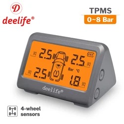 Deelife – système de surveillance de la pression des pneus de voiture, capteur TPMS solaire, 4 roues 