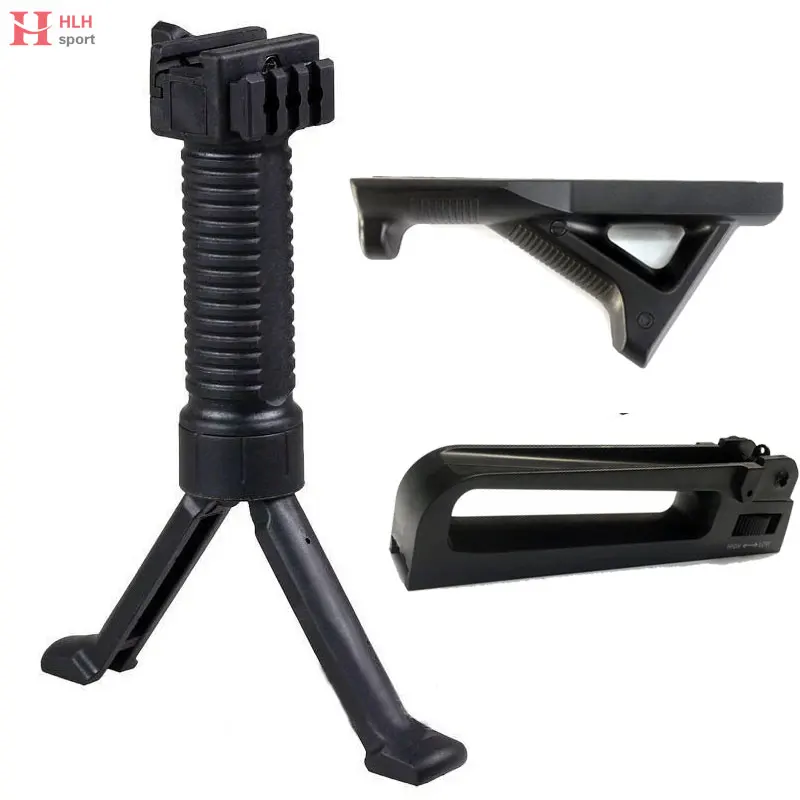 

Plastic Military Tactical Fore Grip Bipod Pod Picattinny Weaver Rail Rifle Carry Handle Dual Aperture Paintball Shooting