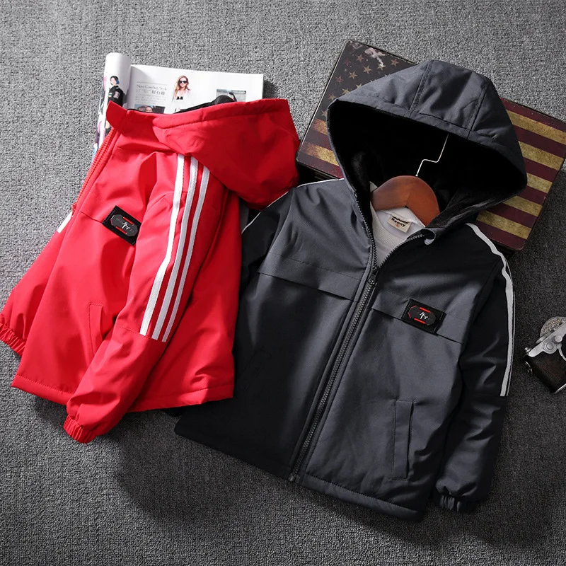 

2019 New Style Korean-style Middle And Large BOY'S Winter Mid-length plus Velvet Jacket 12-15-Year-Old Boy Hooded Thick Men's Li