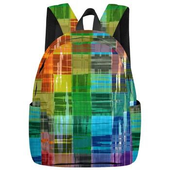 

Abstract Rainbow Color Paint Backpack College Students Laptop Backpack Book Bag Casual School Bag
