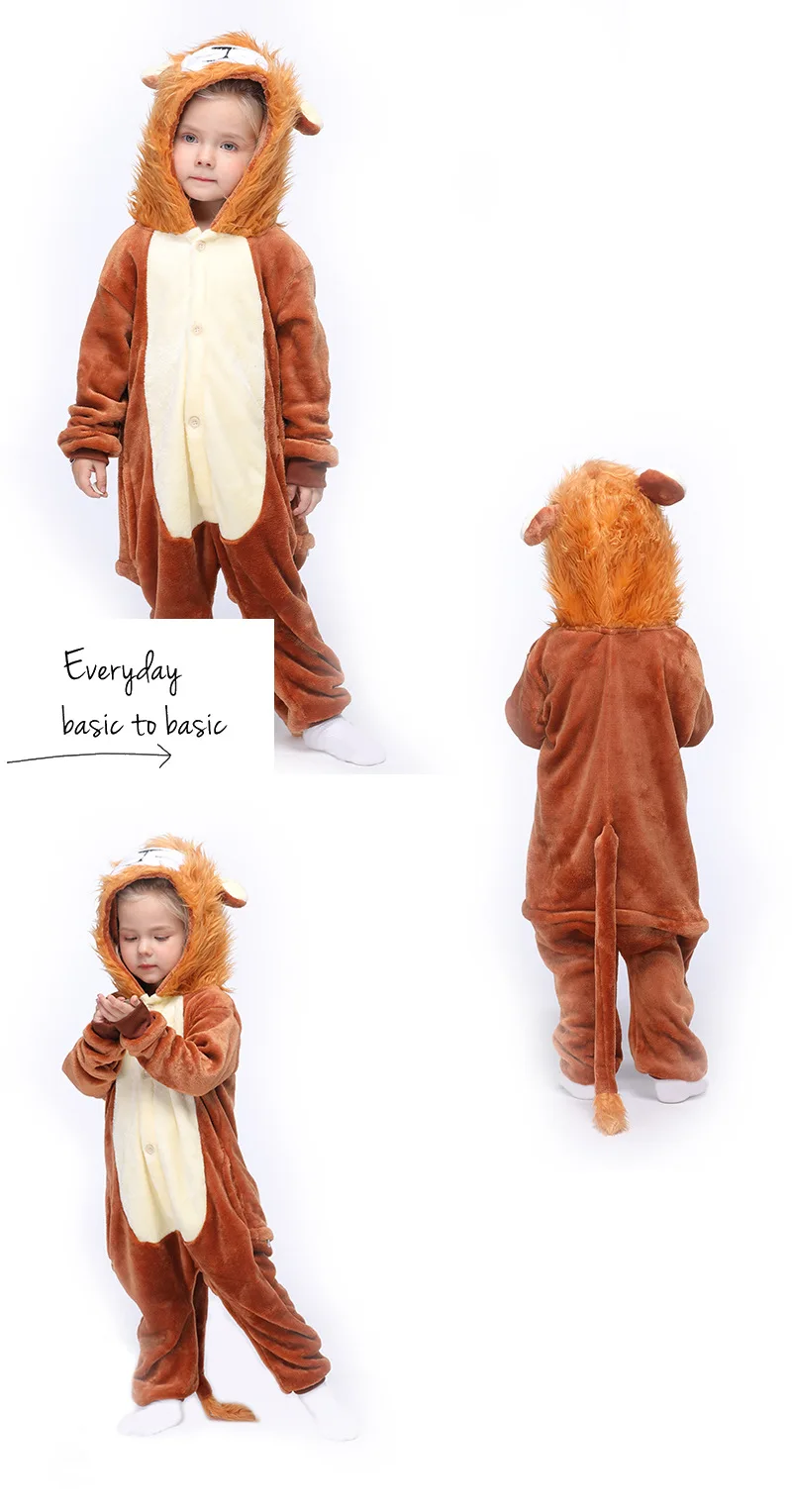 Кигуруми кошка Onesie для детей девочек пижамы Аниме мальчик мультфильм панда единорог пижамы зимние теплые детские пижамы детская одежда для сна