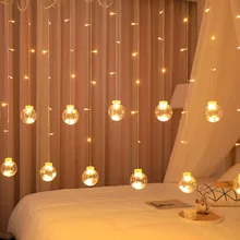 LED Wishing Ball Curtain Christmas String Lights Fairy Garland Lights Window Bedroom Wedding New Year Festival Decoration
