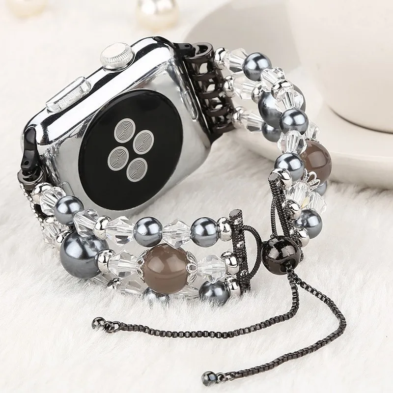 Модный браслет на запястье с жемчужиной ремешок для apple watch полосы 44 мм 42 серия 4 3 2 1 часы ручной работы браслет для женщин и девочек Замена 38 мм