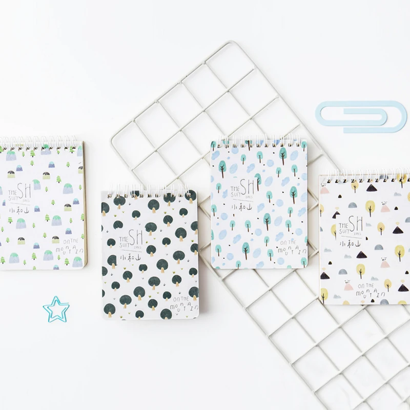 1 шт./лот маленькая серия зеленых деревьев маленький блокнот в катушке для