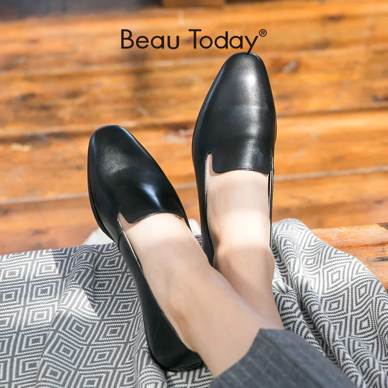 Мокасины BeauToday женские из телячьей кожи брендовые туфли на плоской подошве