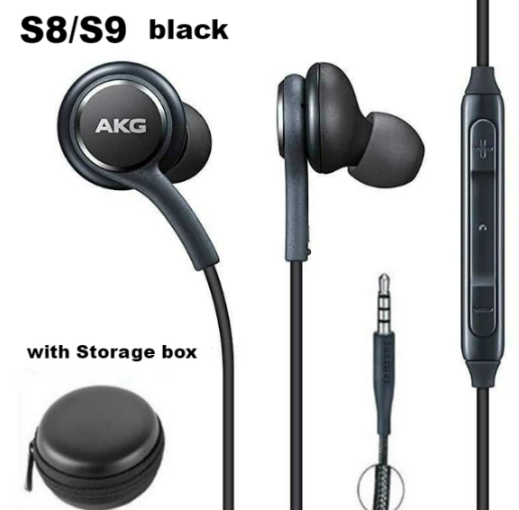 S8 S9 black with box Наушники AKG черные eo IG955 3,5 мм/type-c в уши с микрофоном Проводная гарнитура для Galaxy samsung note10/note10+ S8 S9 s10 смартфон - Цвет: S8 S9 black with box