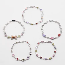 Браслет из нержавеющей стали со стразами, красный, розовый, фиолетовый, циркониевые мозаичные браслеты, серебряный браслет в форме сердца, 5 шт./партия SB330