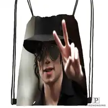 Пользовательские Майкл Джексон@ 02 походная сумка на шнурке милый рюкзак для детей(черная спинка) 31x40 см#20180611-02-64