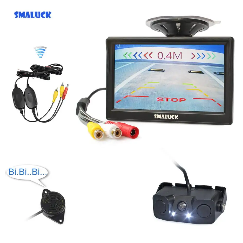 SMALUCK беспроводной 5 &quotTFT ЖК дисплей резервный автомобильный монитор +