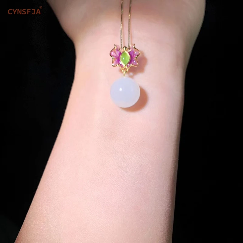 

CYNSFJA New Real Certified Natural Hetian Jade 925 Sterling Silver Handmade Amulets Lucky Jade Pendant High Quality Best Gifts